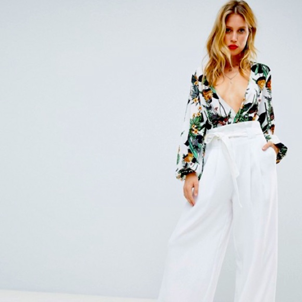 Pretty little things plunge long sleeve bodysuit